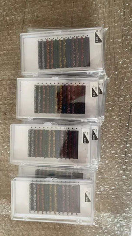 Colored lash Individual Eyelash Extension , Glitter volume lash 0.07 C curl D curl