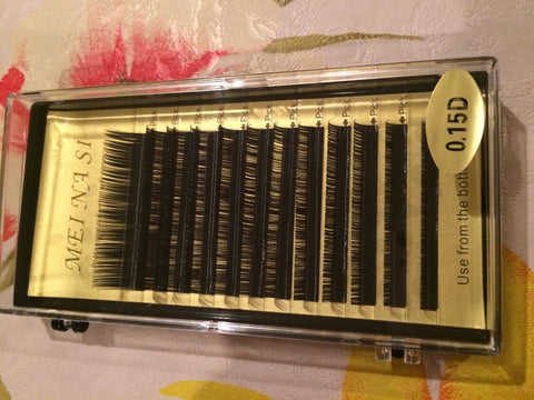 Eyelash Extension , 0.15 D Curl,Mix length, from 8mm to 15mm,12row/box